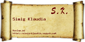 Simig Klaudia névjegykártya